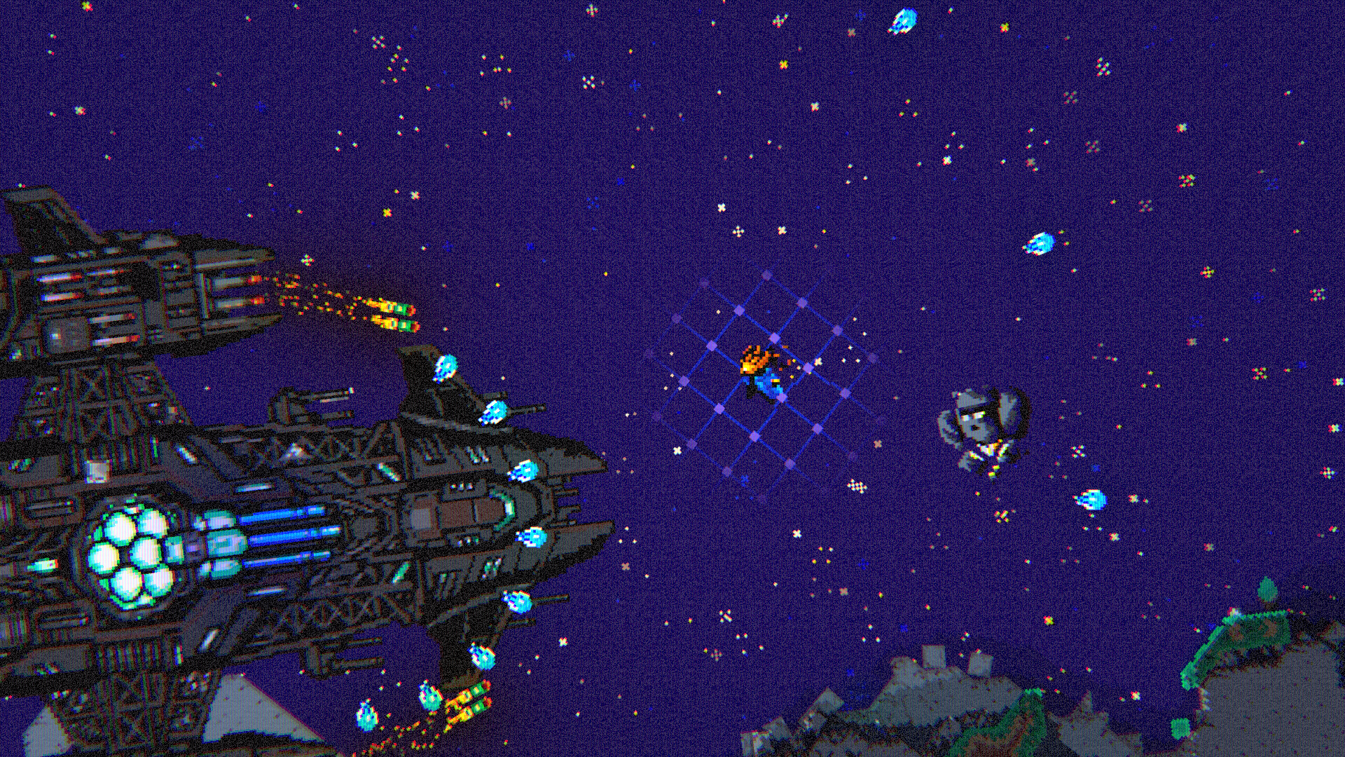 Fight with a large battleship boss.
