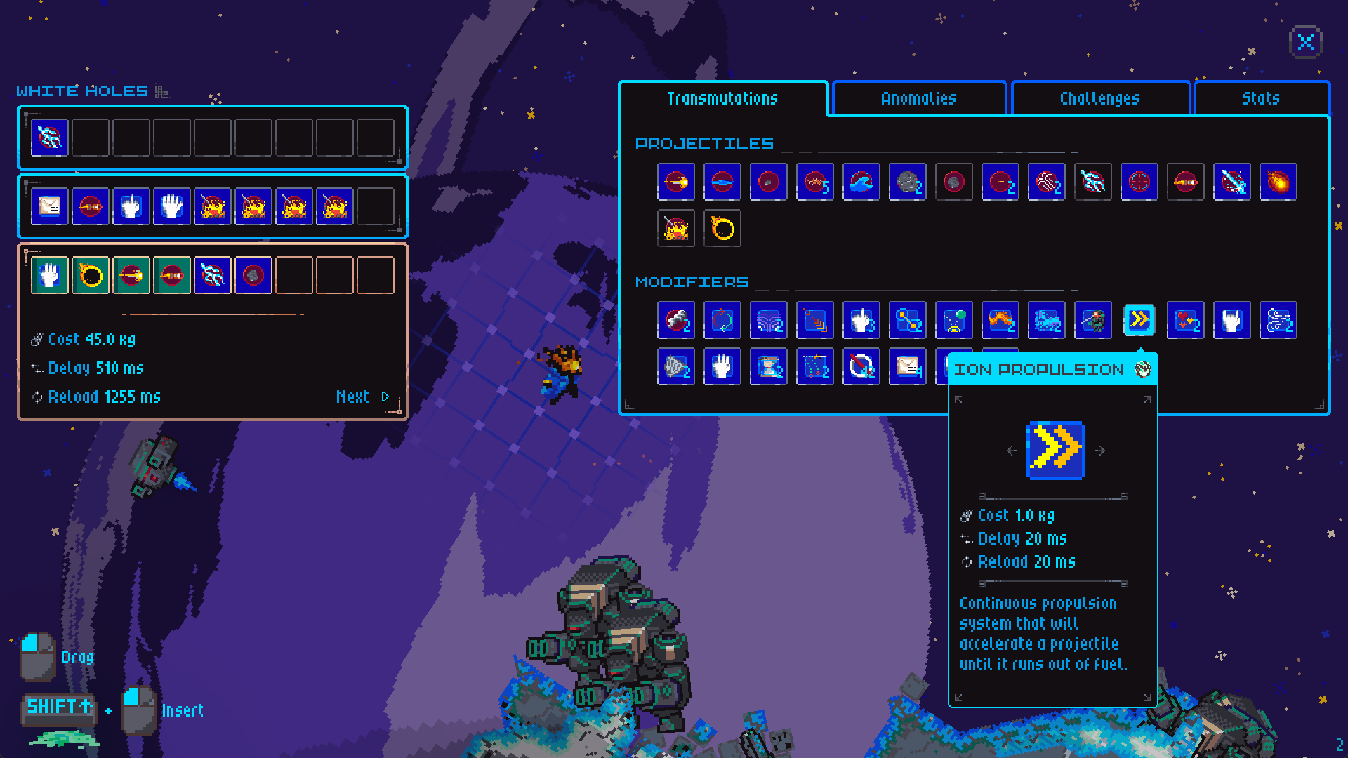 A view of the transmutation spellcrafting screen